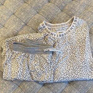 DKNY Gray and White Patterned Pajama Set